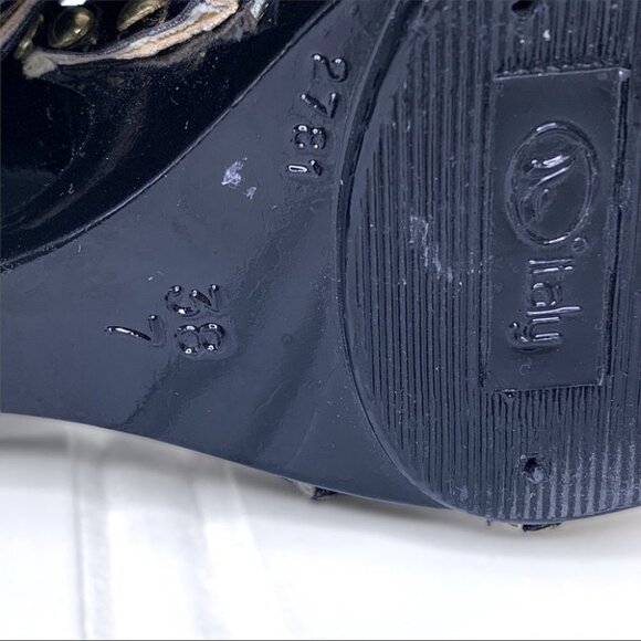 BROWNS BRAVO FLORAL WOODEN WEDGE  SUMMER MULTICOLOURED GOLD STUDS SANDALS - Picture 15 of 16